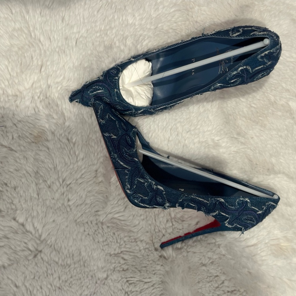 Stylish Blue Denim Women's Heels - Picture 3 of 3